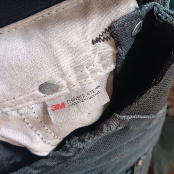 XL Short Carhartt Black Insulated Bib Overalls 3M Thinsulate 104031-blk DISTRESS - Picture 6 of 12